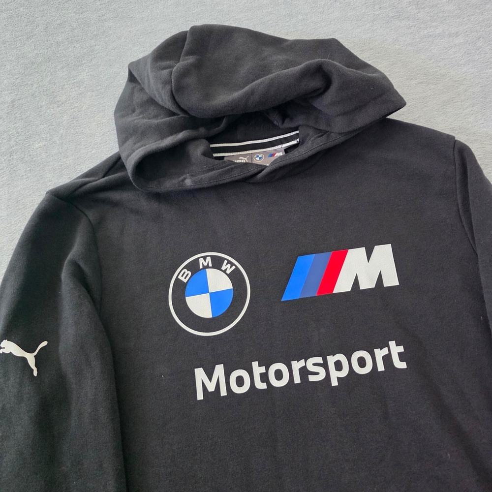 Puma BMW M Motorsport Kids Black Pullover Hoodie Sweatshirt 621261-01 Size Large